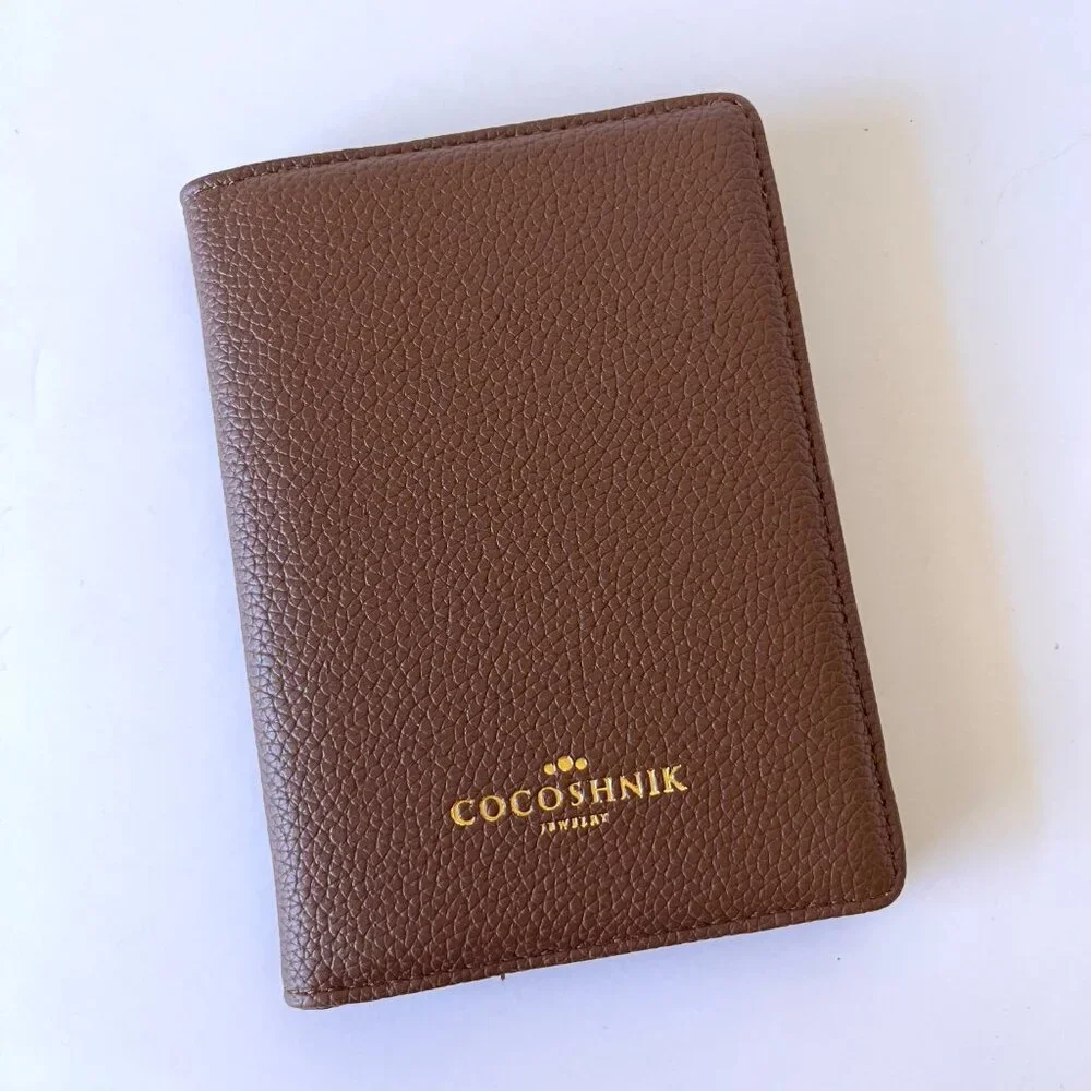 Passport Holder Case Organizer Faux Leather Minimalist Medium Brown